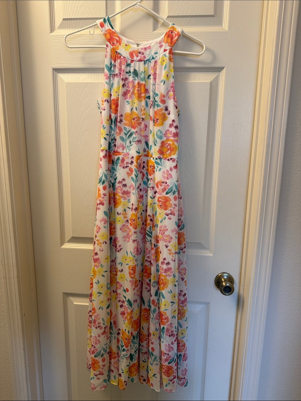 Tommy Hilfiger White Floral Halter-Style Maxi Dress